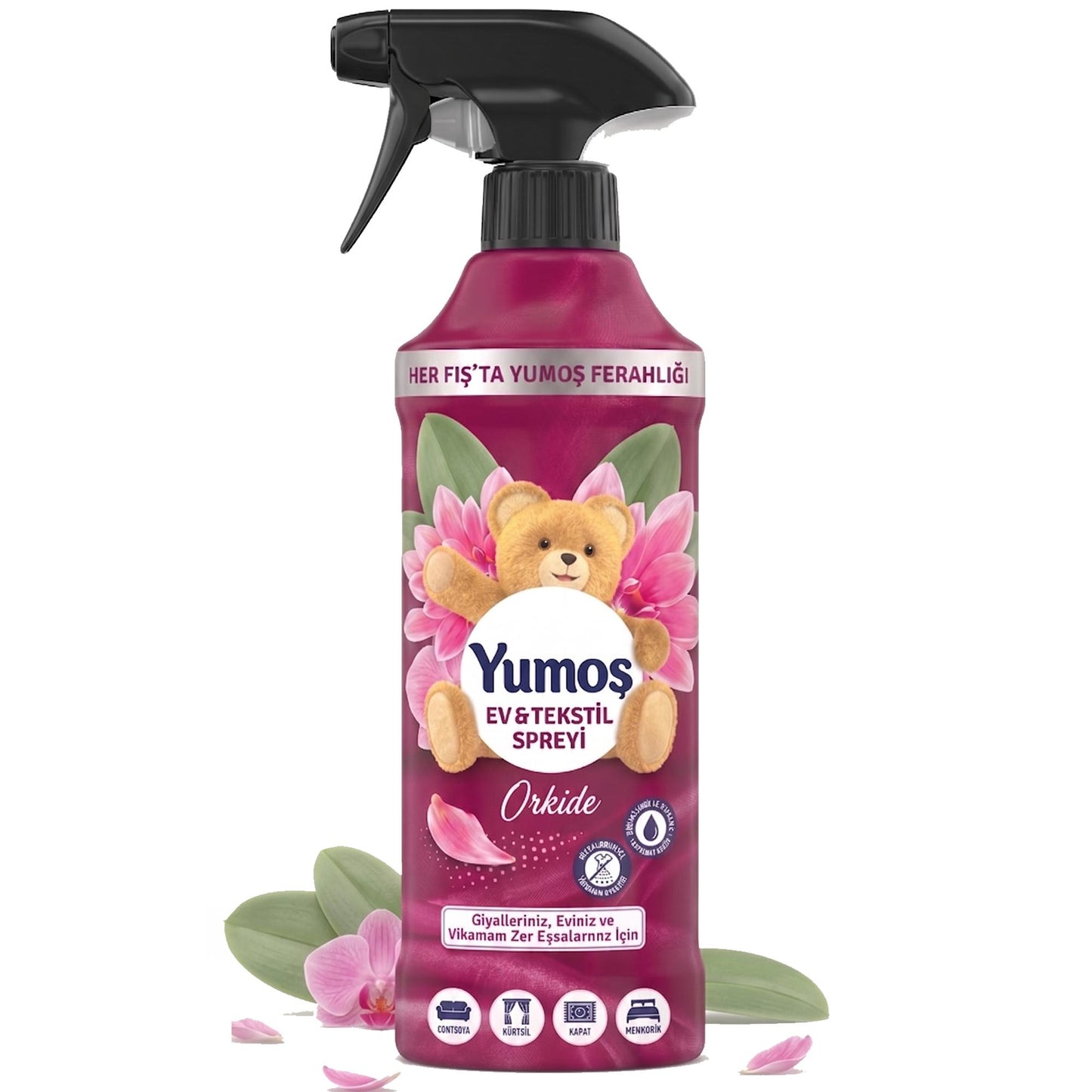 Yumoş Haus- & Textilspray 450ml, Alkoholfrei – Amber, Sakura, Orchidee, Lilie