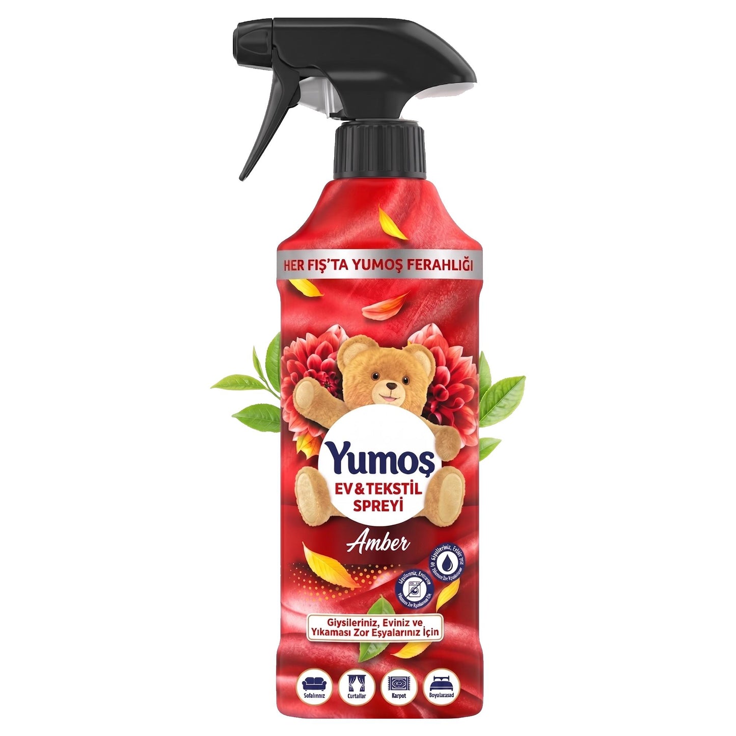 Yumoş Haus- & Textilspray 450ml, Alkoholfrei – Amber, Sakura, Orchidee, Lilie
