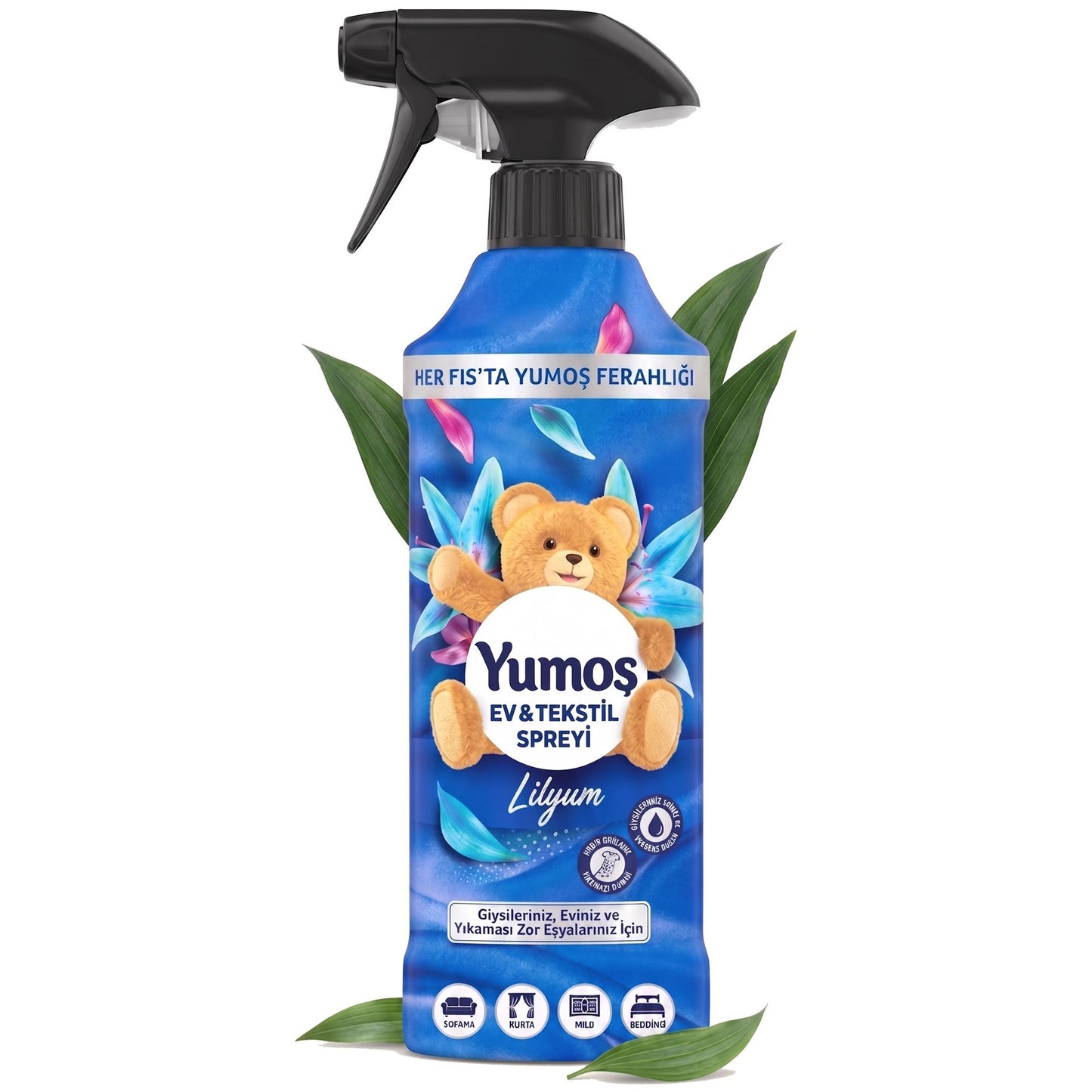 Yumoş Haus- & Textilspray 450ml, Alkoholfrei – Amber, Sakura, Orchidee, Lilie