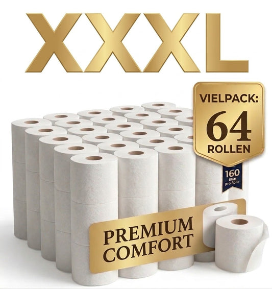 Roxlin Toilettenpapier 3-lagig 64 Rollen – 160 Blatt – weich & saugstark