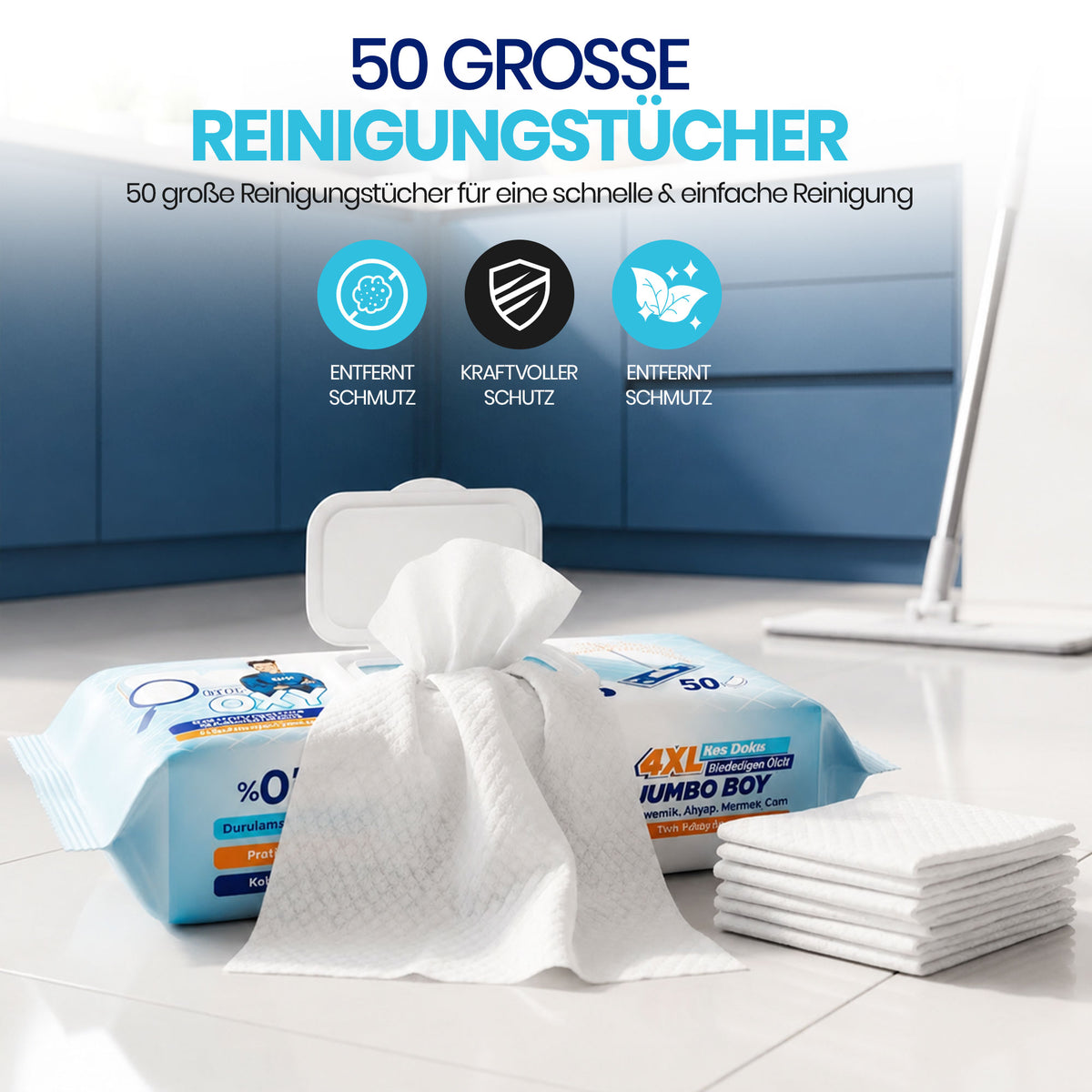 Mr. OXY 4XL Bodenwischtücher 50 Stück – für Wischmopps