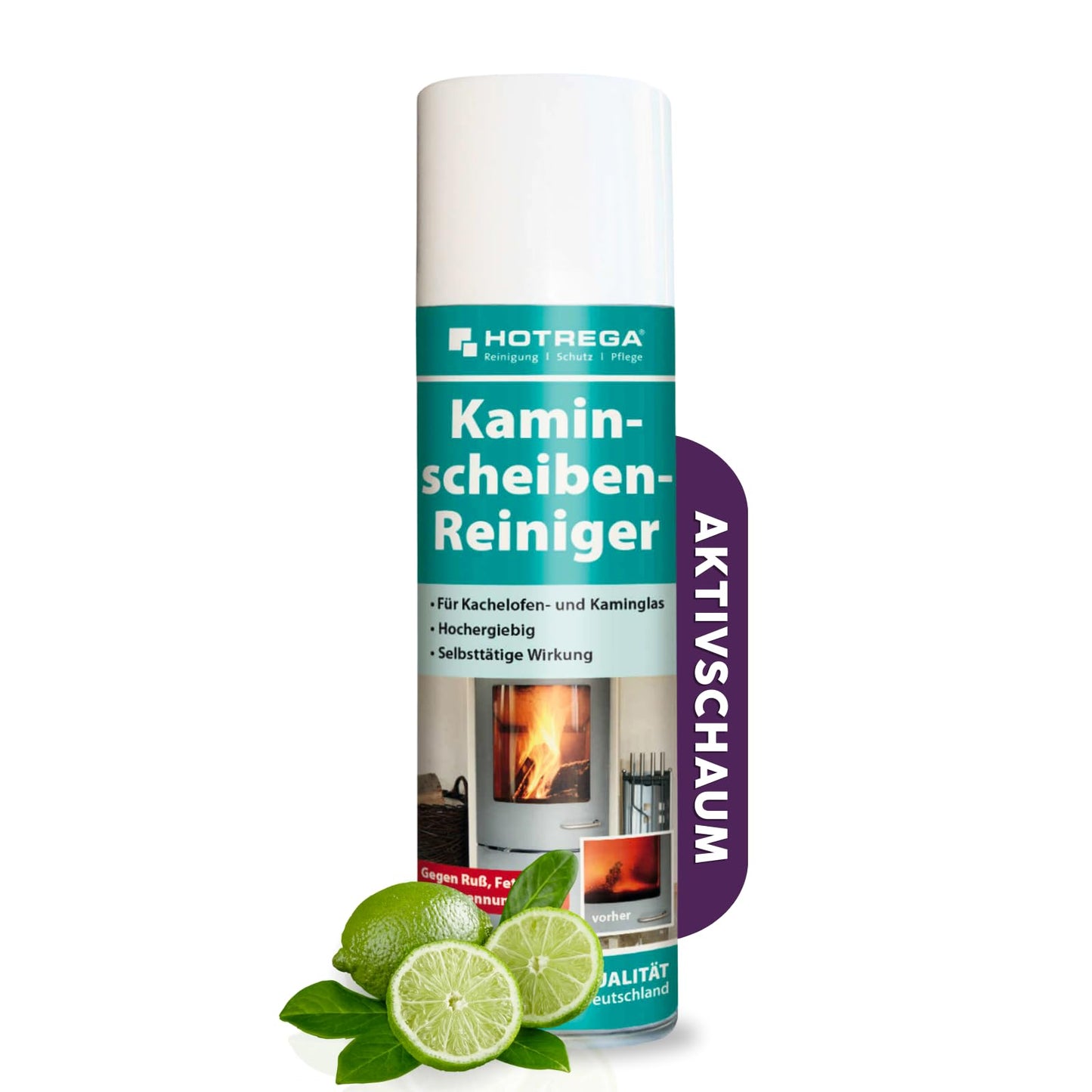 HOTREGA Kaminscheibenreiniger 300 ml Spraydose für selbsttätige Kaminglasreinigung