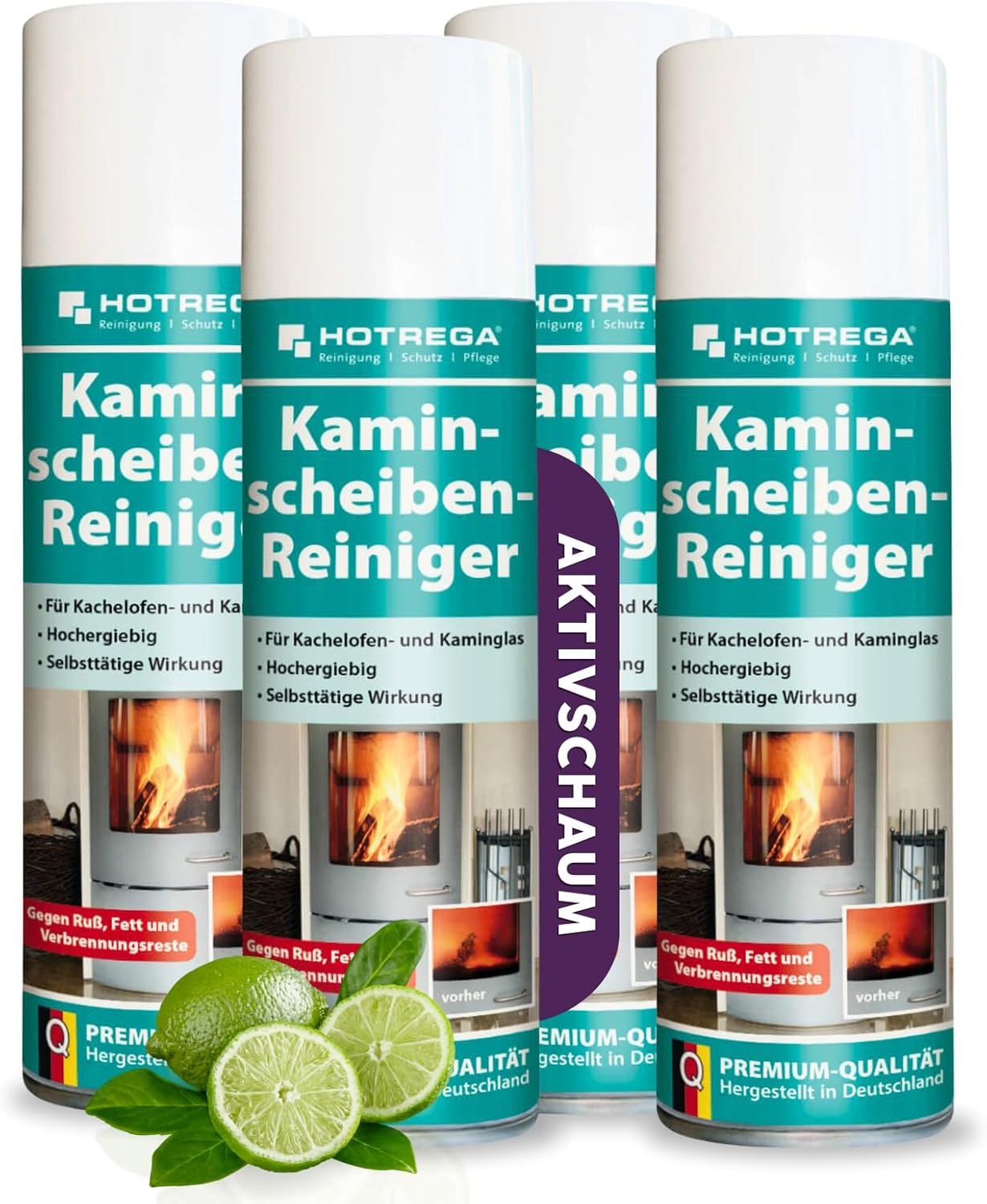 HOTREGA Kaminscheibenreiniger 300 ml, Vorratspack mit mehreren Spraydosen