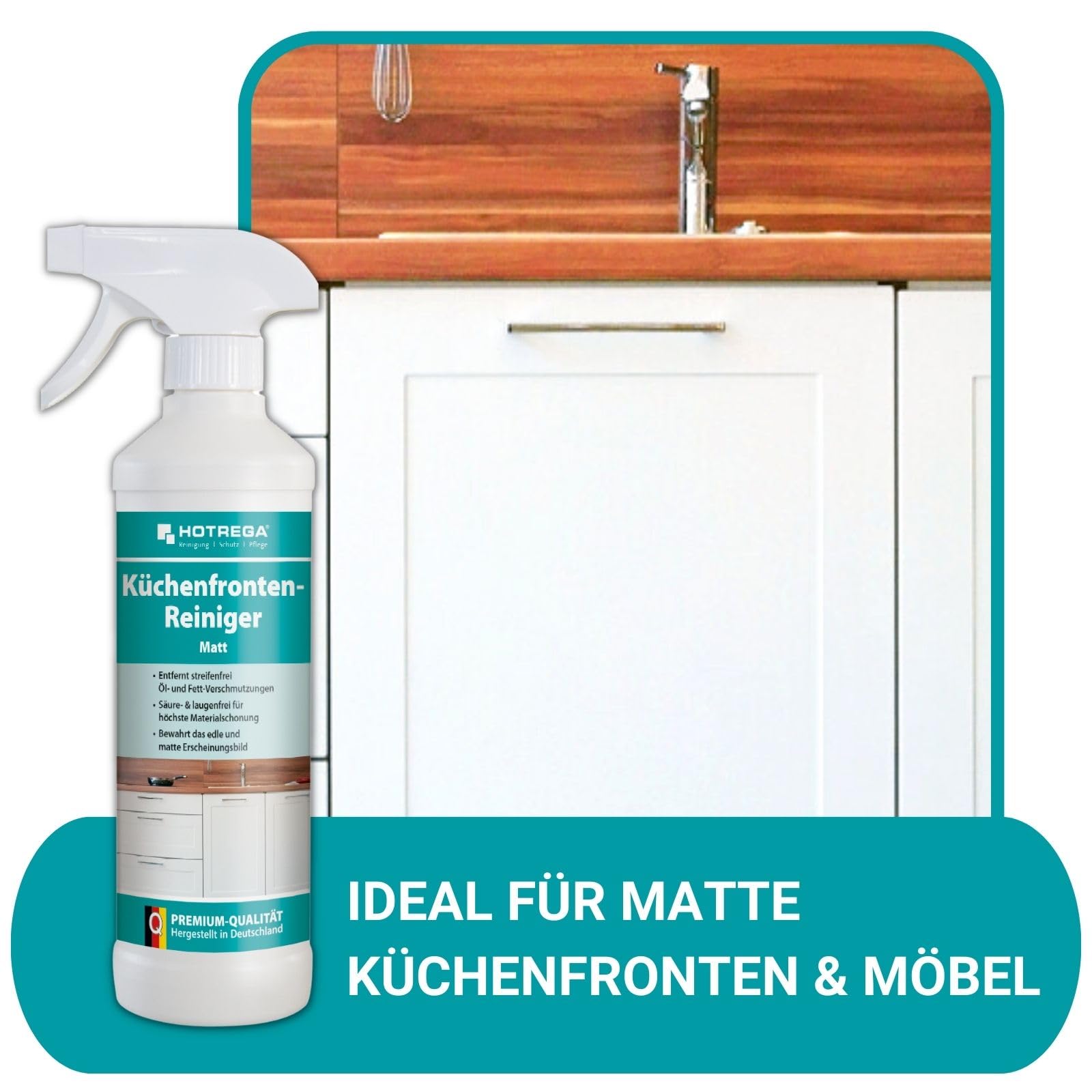 HOTREGA Küchenfronten Reiniger Matt – ideal für matte Küchenfronten und Möbel