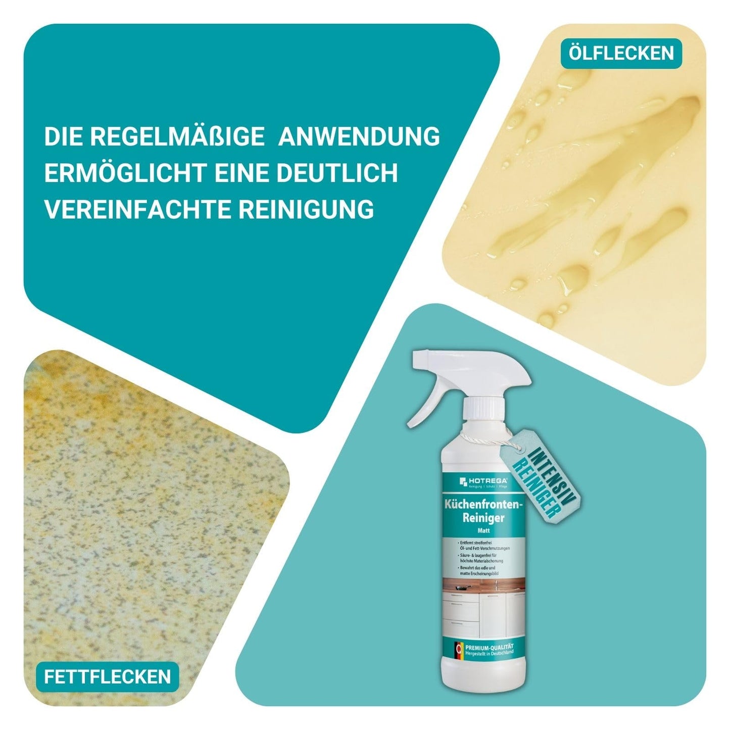 HOTREGA Küchenfronten Reiniger Matt im Einsatz auf matter Oberfläche