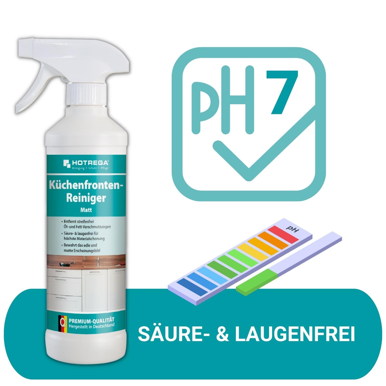 HOTREGA Küchenfronten Reiniger Matt mit pH7-Formel, säure- und laugenfrei