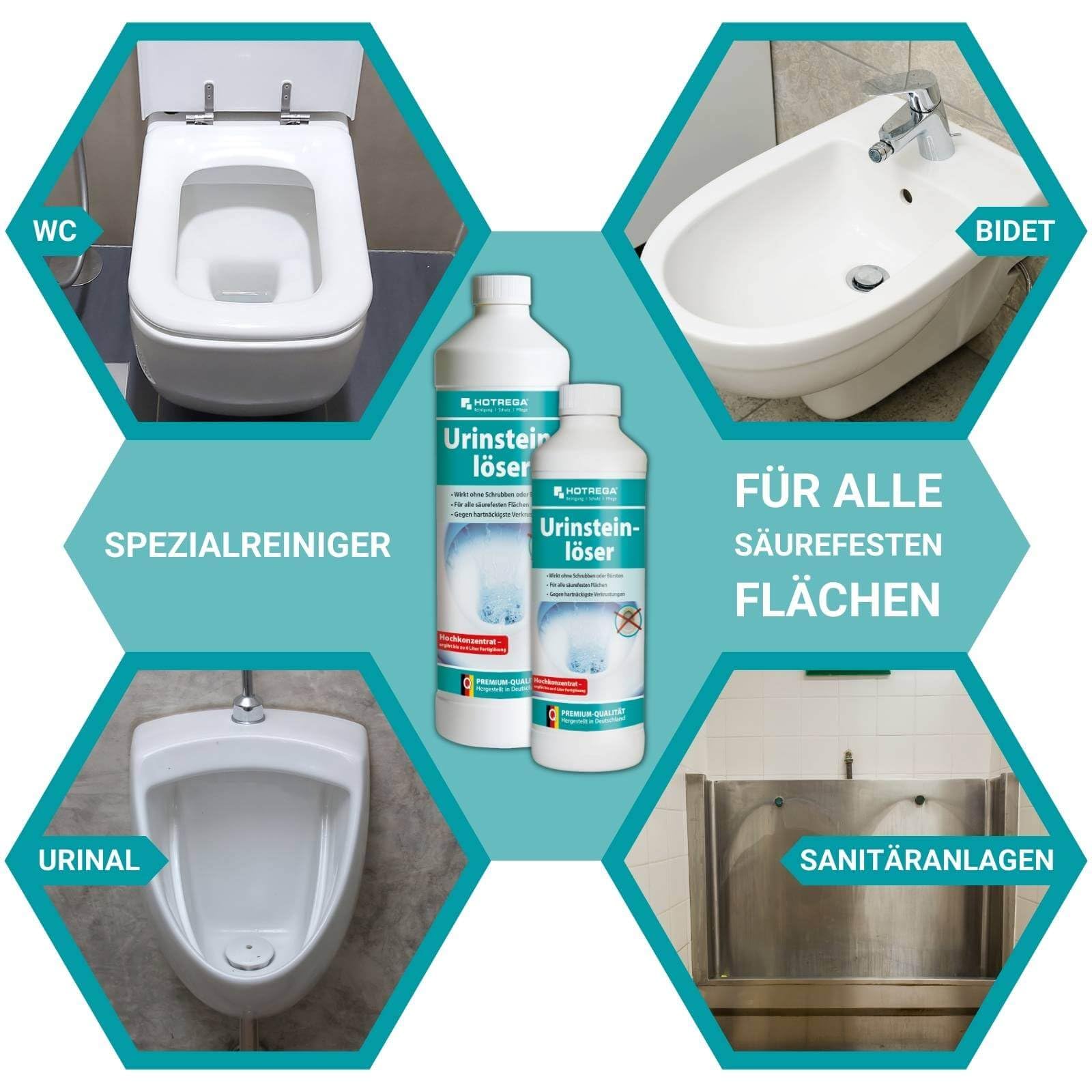 HOTREGA Urinsteinlöser für alle sanitären Flächen wie Toilette und Urinal