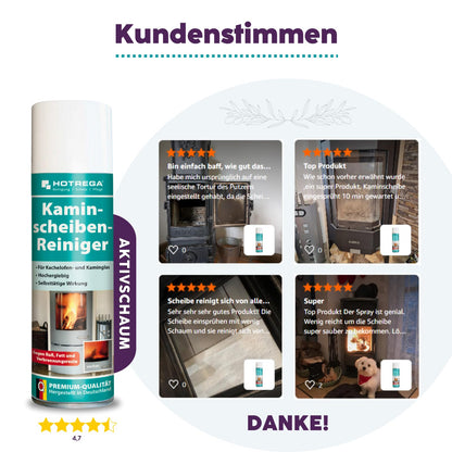 Kundenstimmen zum HOTREGA Kaminscheibenreiniger