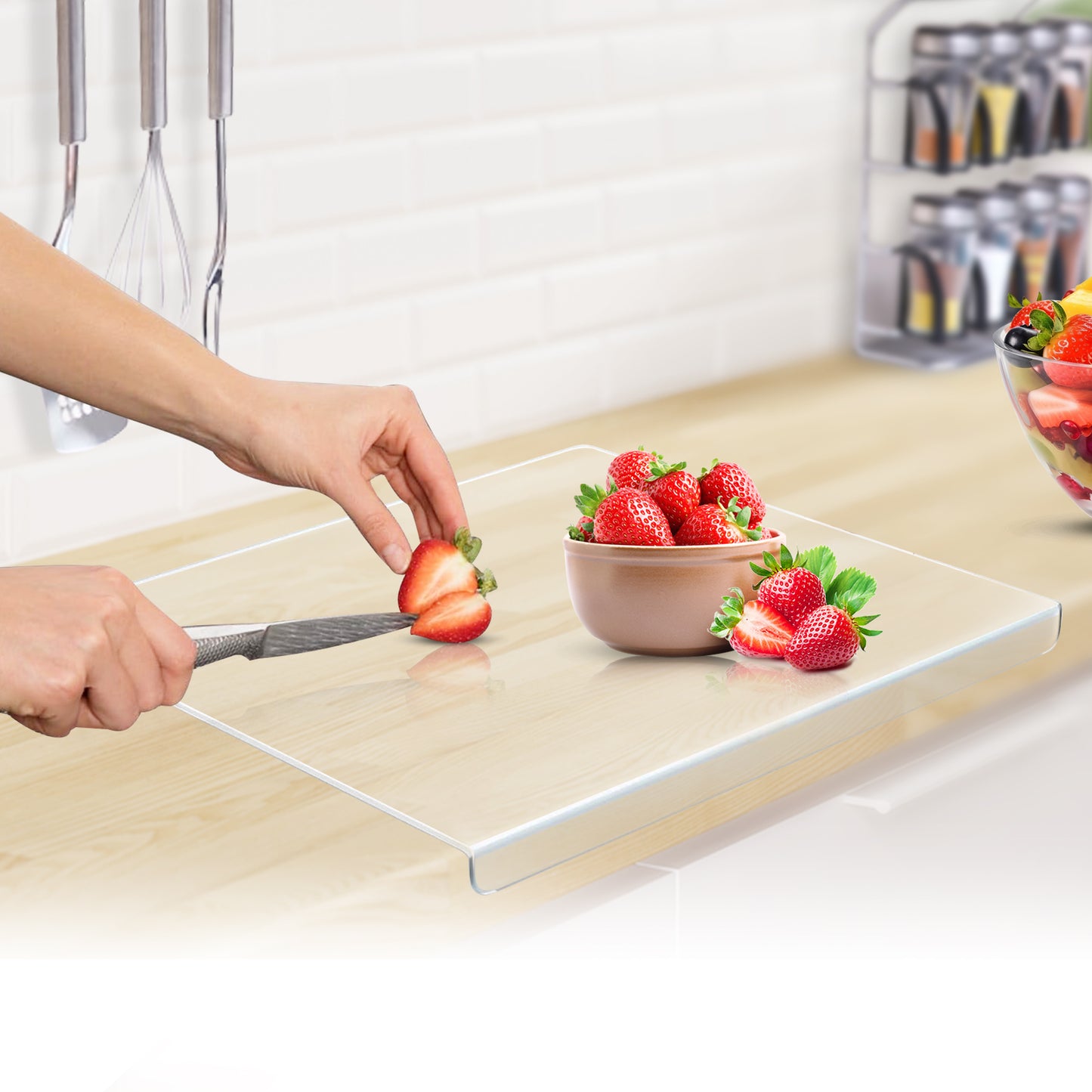 Roxlin Brotschneidebrett Acryl – Transparentes Schneidebrett Alternative Glas