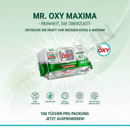 Mr. OXY Maxima Reinigungstücher im Einsatz – streifenfrei und fettlösend