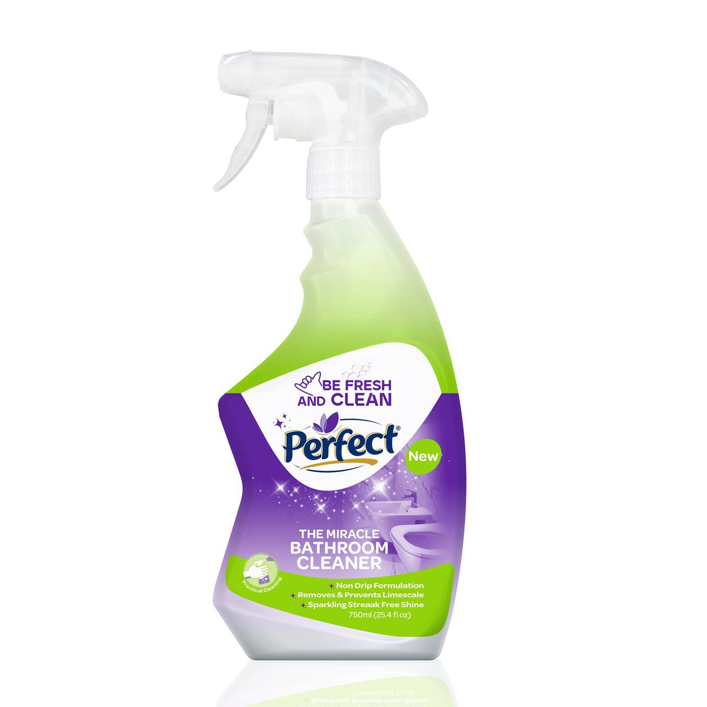 Perfect Badezimmerreiniger 750 ml Sprühflasche, entfernt Kalk und Schmutz