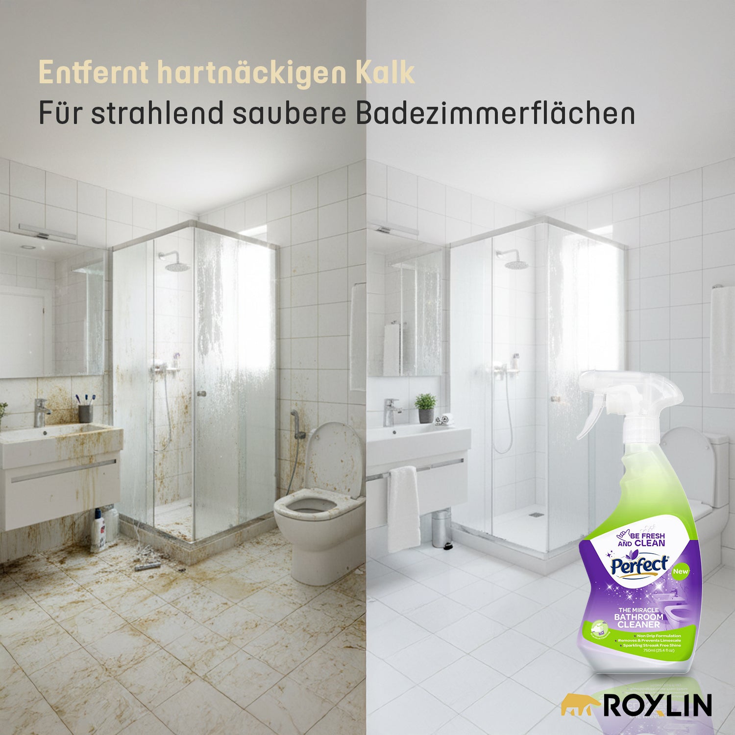 Perfect Badezimmerreiniger – für streifenfrei saubere Badezimmerflächen