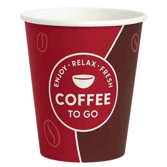 Roter Roxlin Kaffee-to-go-Becher mit Aufdruck Coffee to go