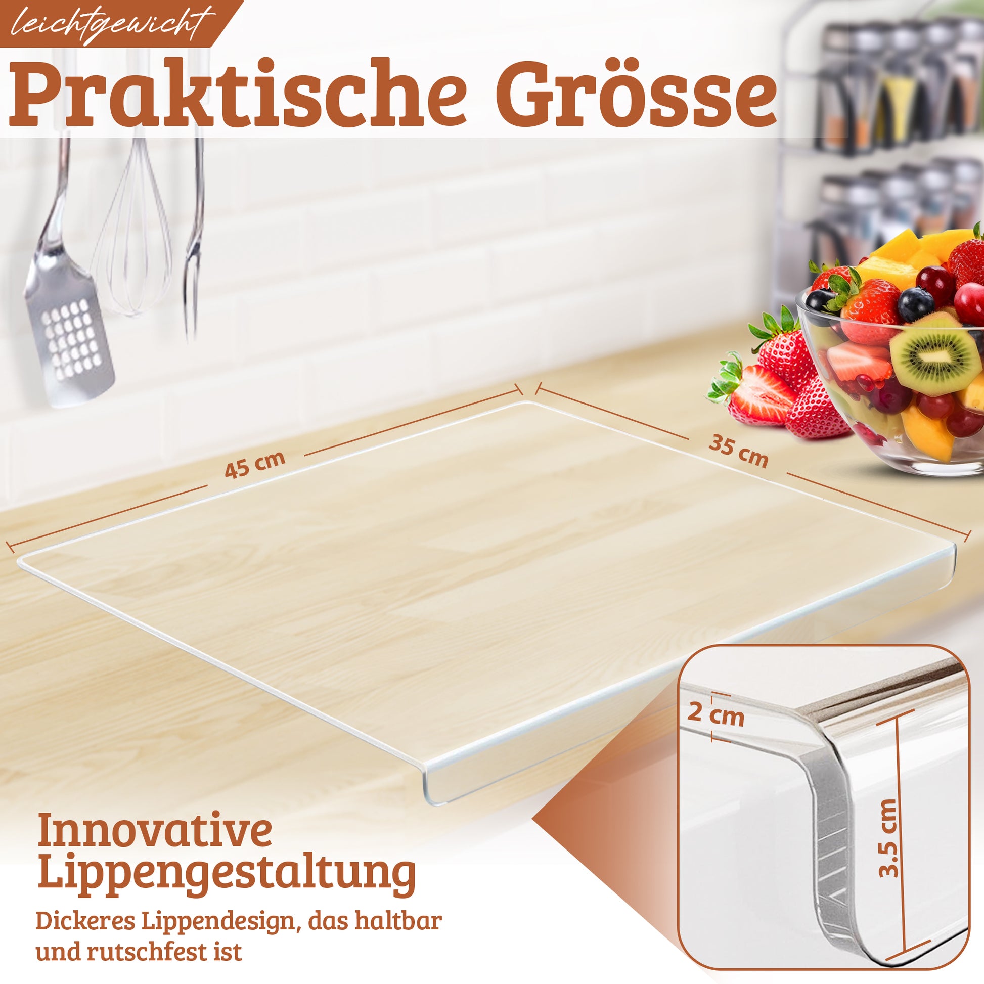 Roxlin Acryl Schneidebrett in praktischer Größe für die Küche