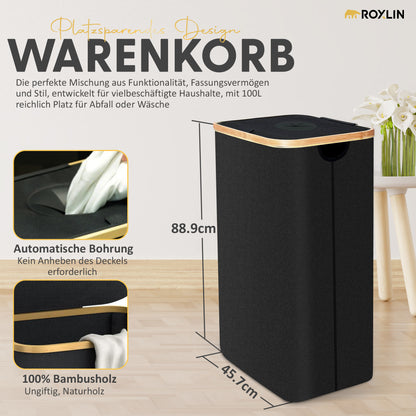 Roxlin Aufbewahrungskorb 100L mit Deckel – Maße und Details des Sammelbehälters