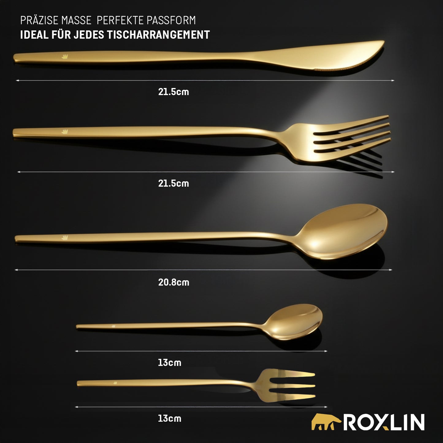 Roxlin Edelstahl-Besteckset in Gold – modernes, zeitloses Design