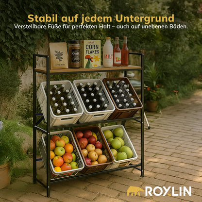 Roxlin Getränkekistenregal für 6 Kisten – stabil auf jedem Untergrund im Garten