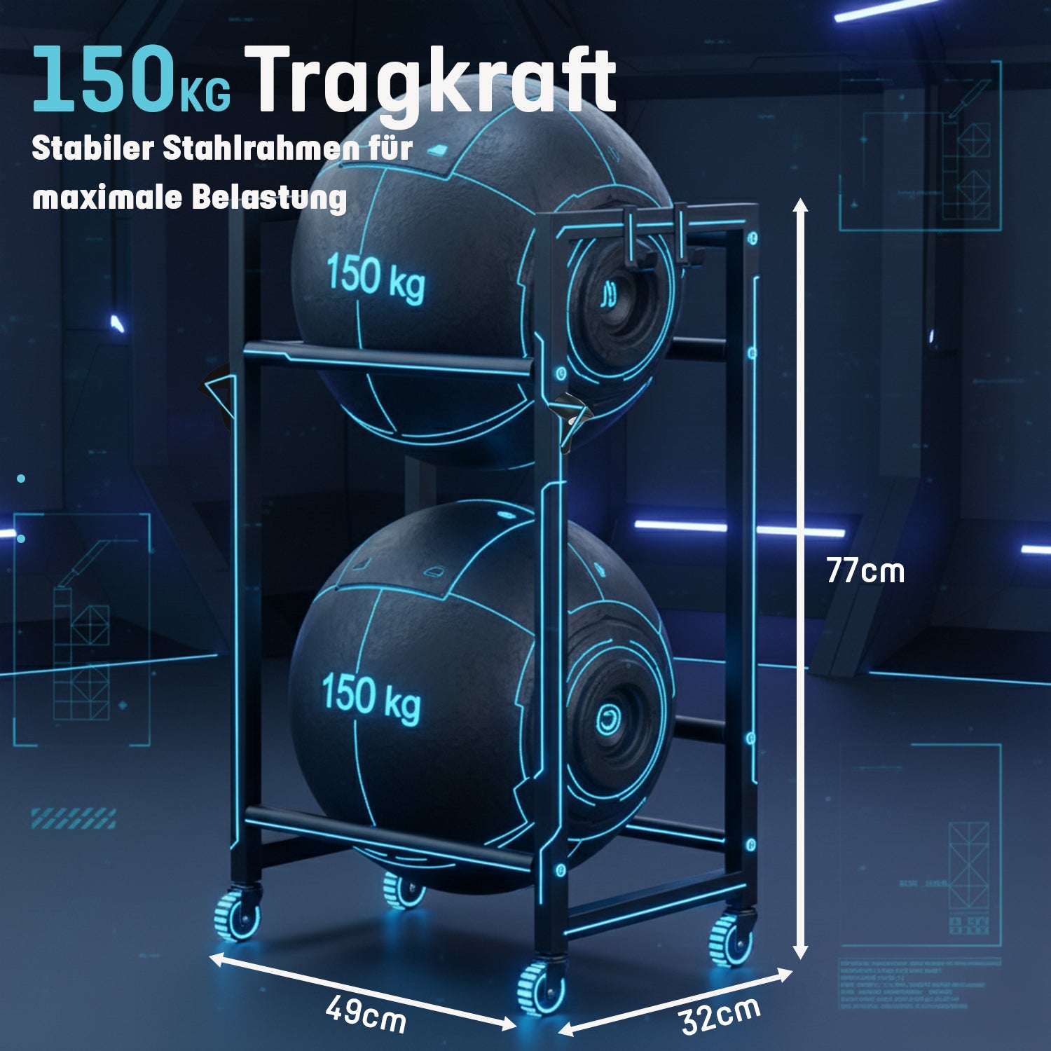 Roxlin Getränkekistenregal mit stabilem Stahlrahmen – je Ablage bis 150 kg Tragkraft, Maße 49 x 32 cm