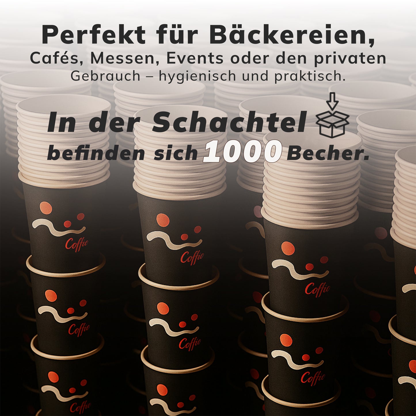 Roxlin Kaffee-to-go-Becher im Vorratskarton – perfekt für Bäckereien, Cafés und Events