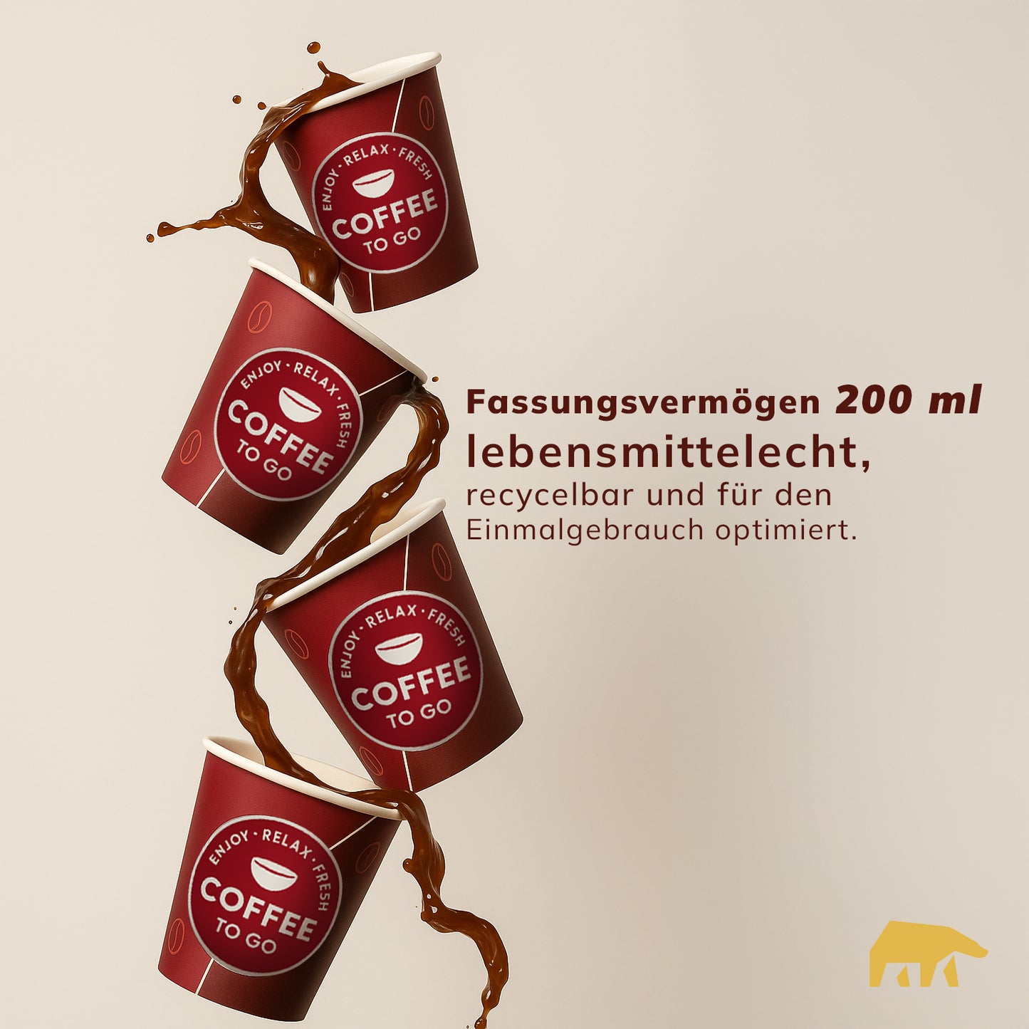 Roxlin Kaffee-to-go-Becher mit 200 ml Fassungsvermögen, lebensmittelecht