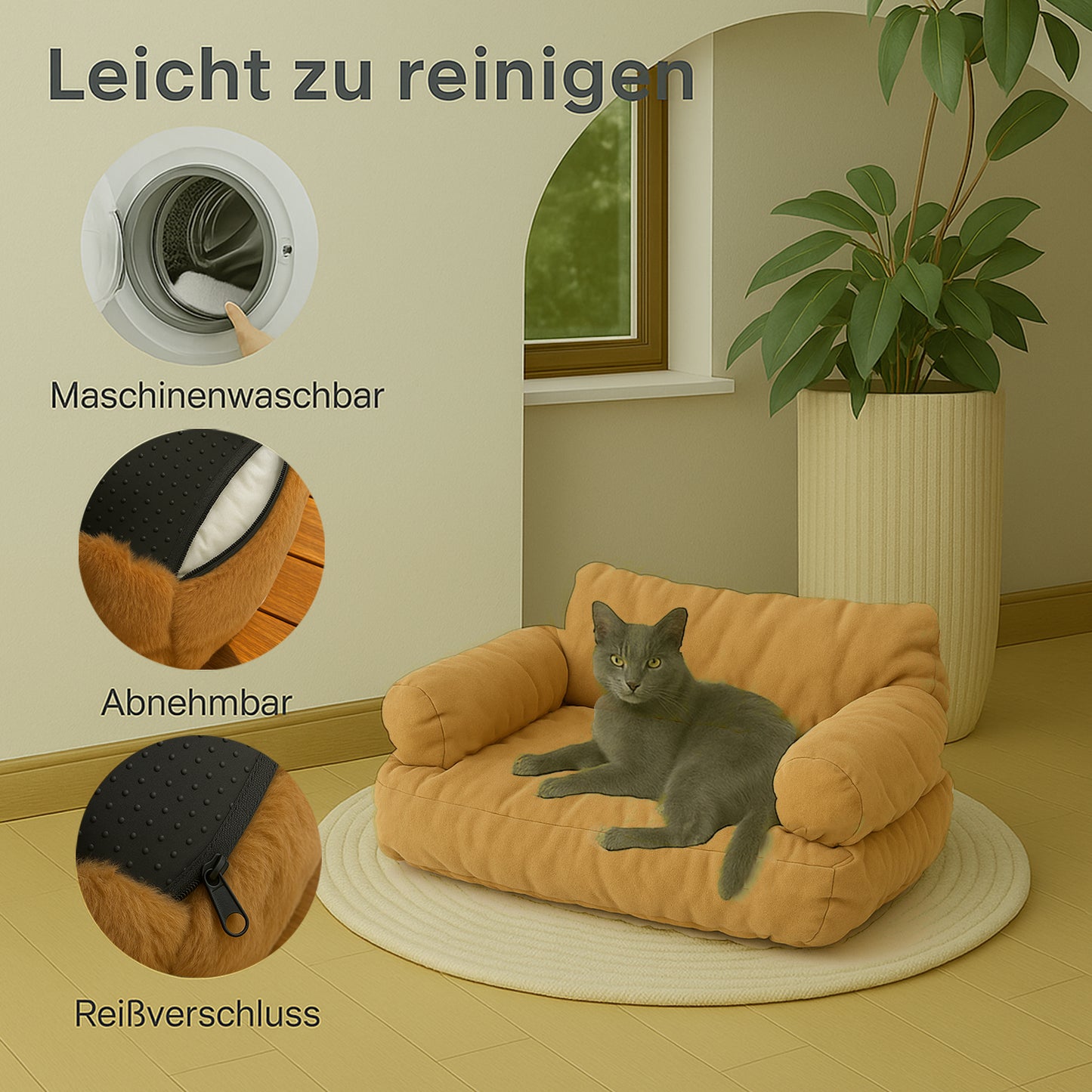 Roxlin Katzenbett und Hundesofa – leicht zu reinigen, mit Katze