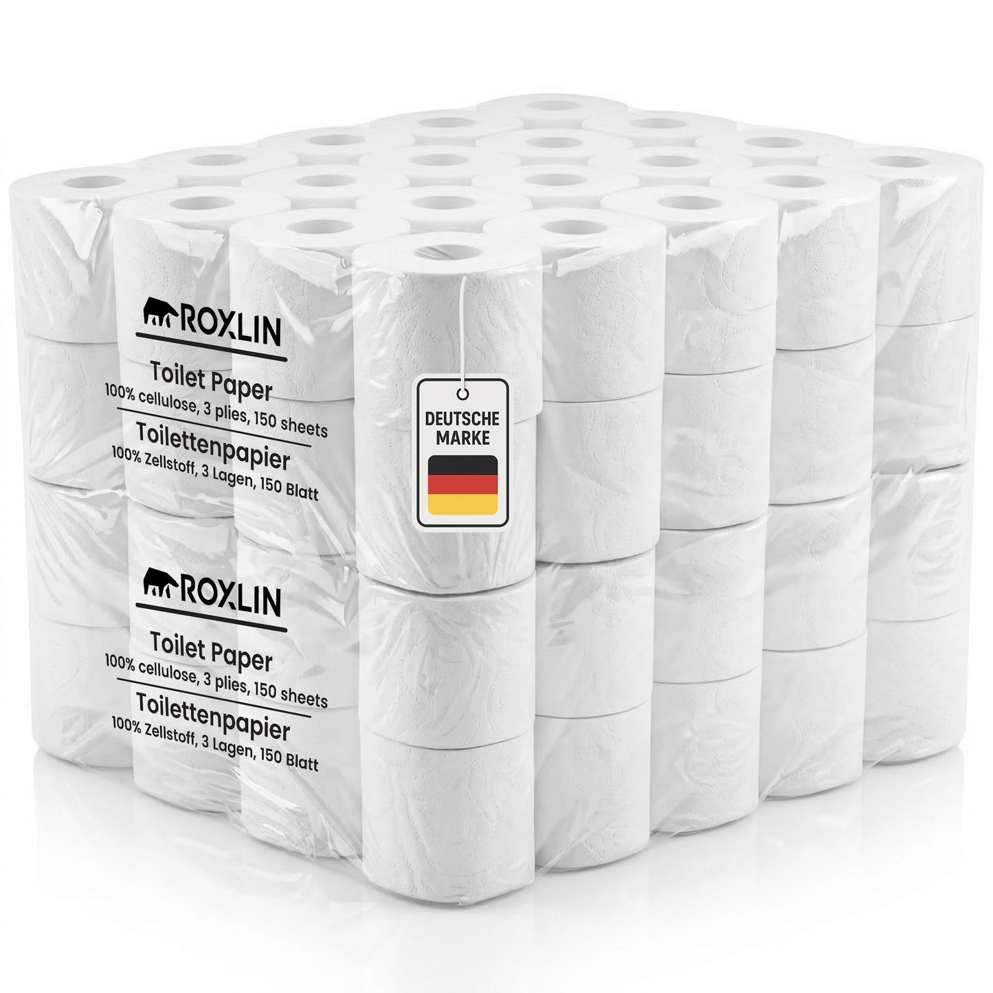 Roxlin Premium Toilettenpapier 3-lagig, gestapelte Packungen