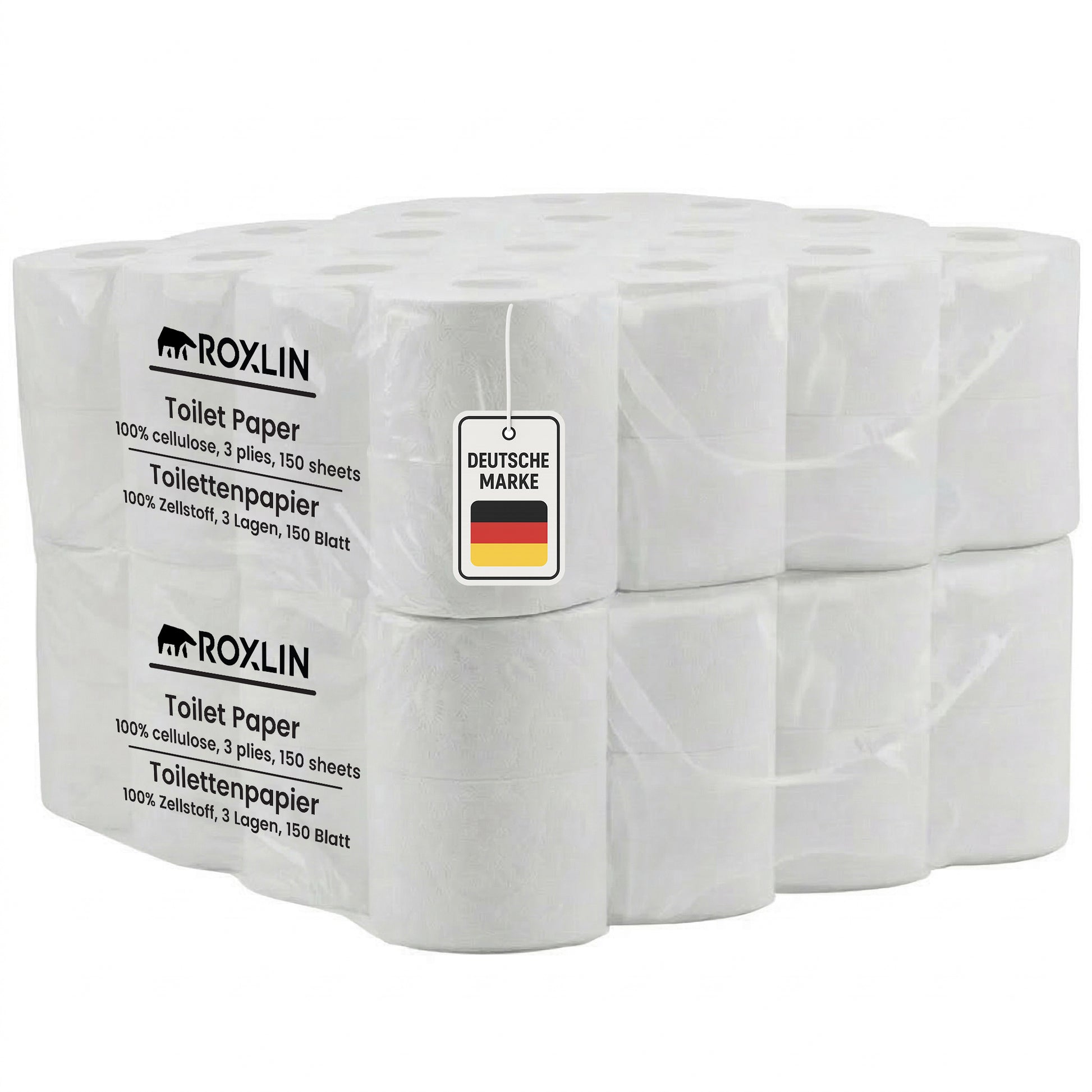 Roxlin Premium Toilettenpapier 3-lagig, gestapelte Vorratspackungen