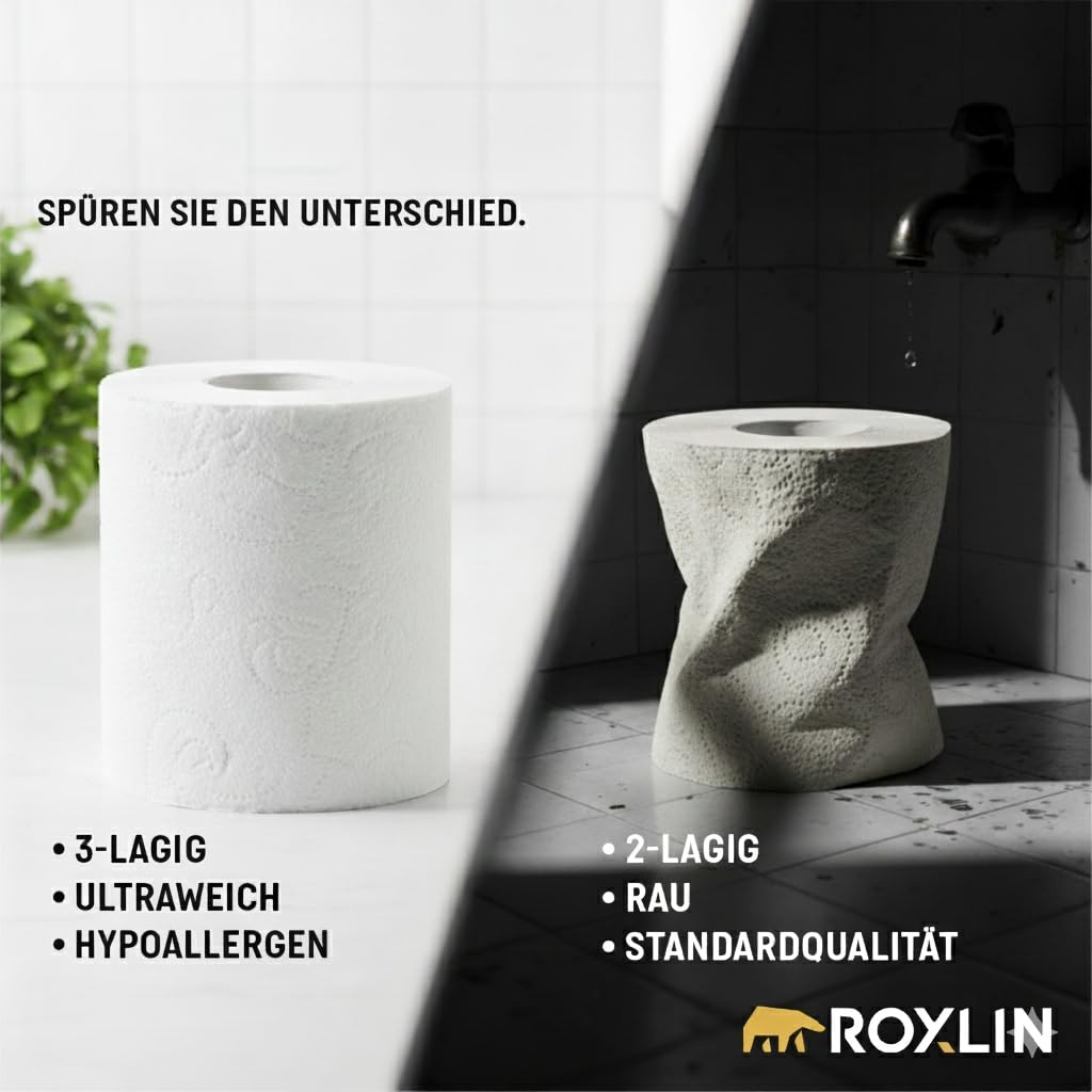 Roxlin Premium Toilettenpapier – 3-lagig, ultraweich und hypoallergen