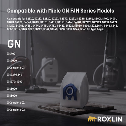 Roxlin Staubsaugerbeutel kompatibel mit Miele GN und FJM Serie Modellen