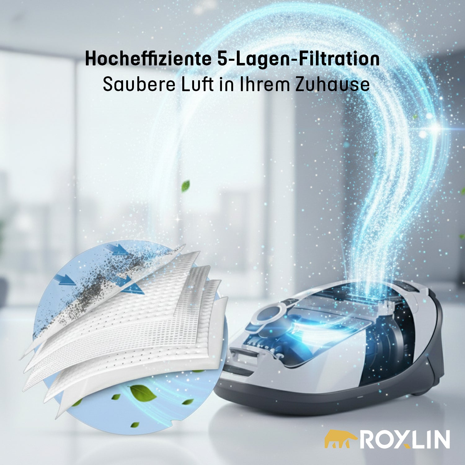 Roxlin Staubsaugerbeutel mit hocheffizienter 5-lagiger Filtertüte
