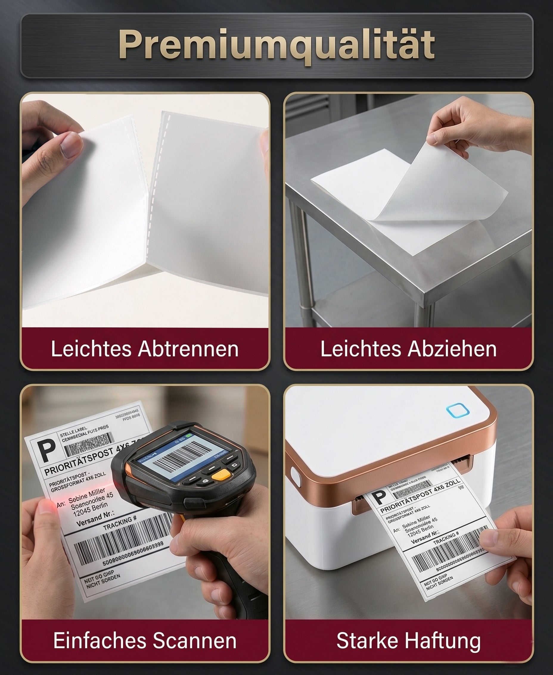 Roxlin Thermo-Versandetiketten in Premium-Qualität mit leichtem Abziehen und starker Haftung