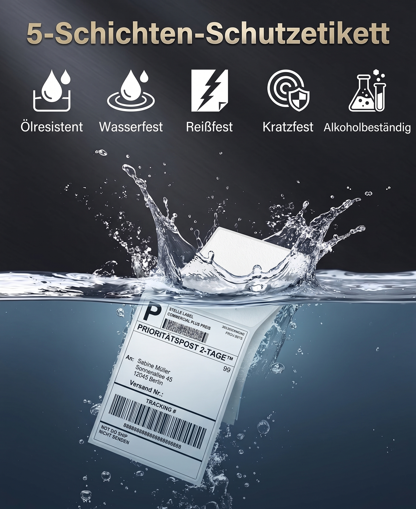 Roxlin Thermo-Versandetiketten mit 5-schichtigem, wasserfestem Nutzetikett