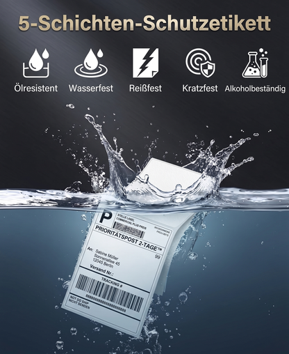 Roxlin Thermo-Versandetiketten mit 5-schichtigem, wasserfestem Nutzetikett
