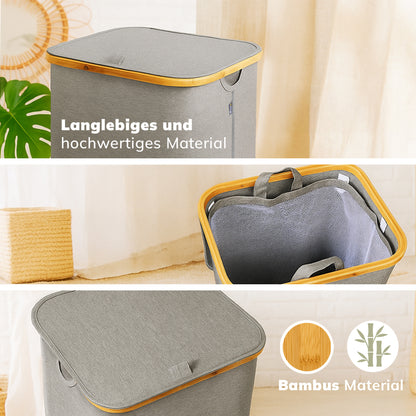 Roxlin Wäschekorb 100L mit Deckel aus langlebigem, feuchtigkeitsabweisendem Material