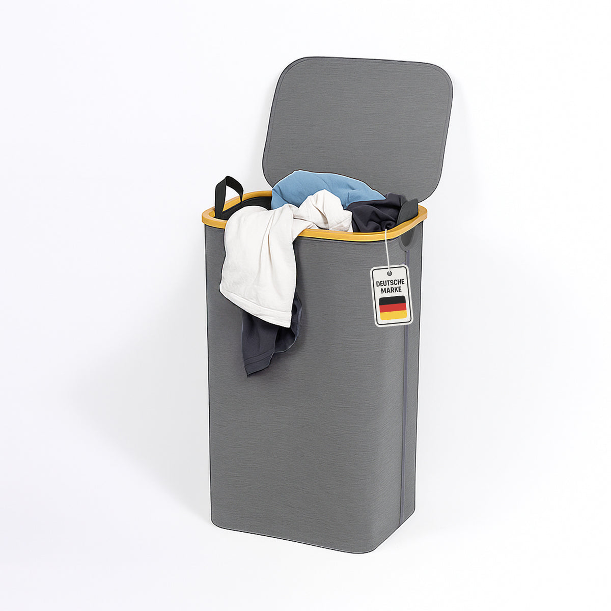 Roxlin Wäschekorb 100L mit geöffnetem Deckel und herausnehmbarer Wäschetasche
