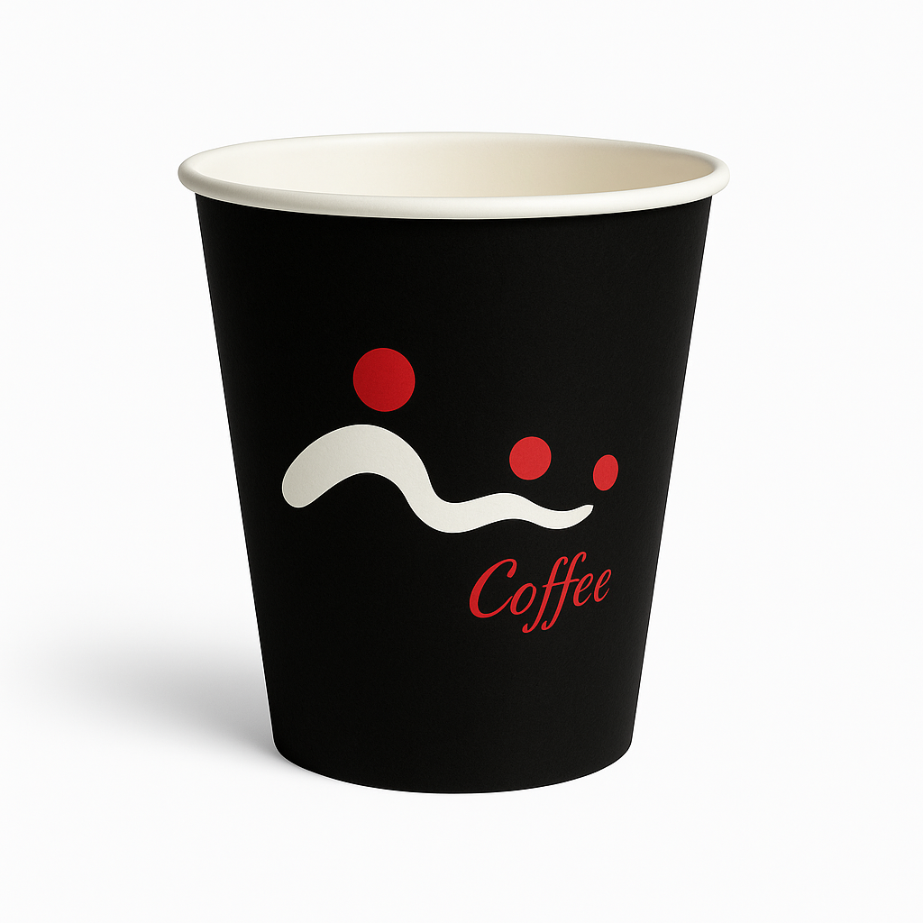 Schwarzer Roxlin Kaffee-to-go-Becher mit Aufdruck Coffee