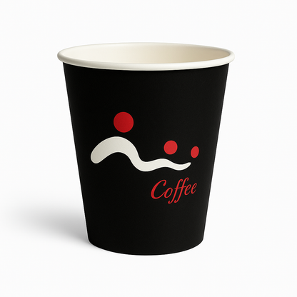 Schwarzer Roxlin Kaffee-to-go-Becher mit Aufdruck Coffee