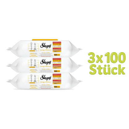 Sleepy Allzweck-Feuchttücher Vorratspackung der orangen Serie, 3 x 100 Stück