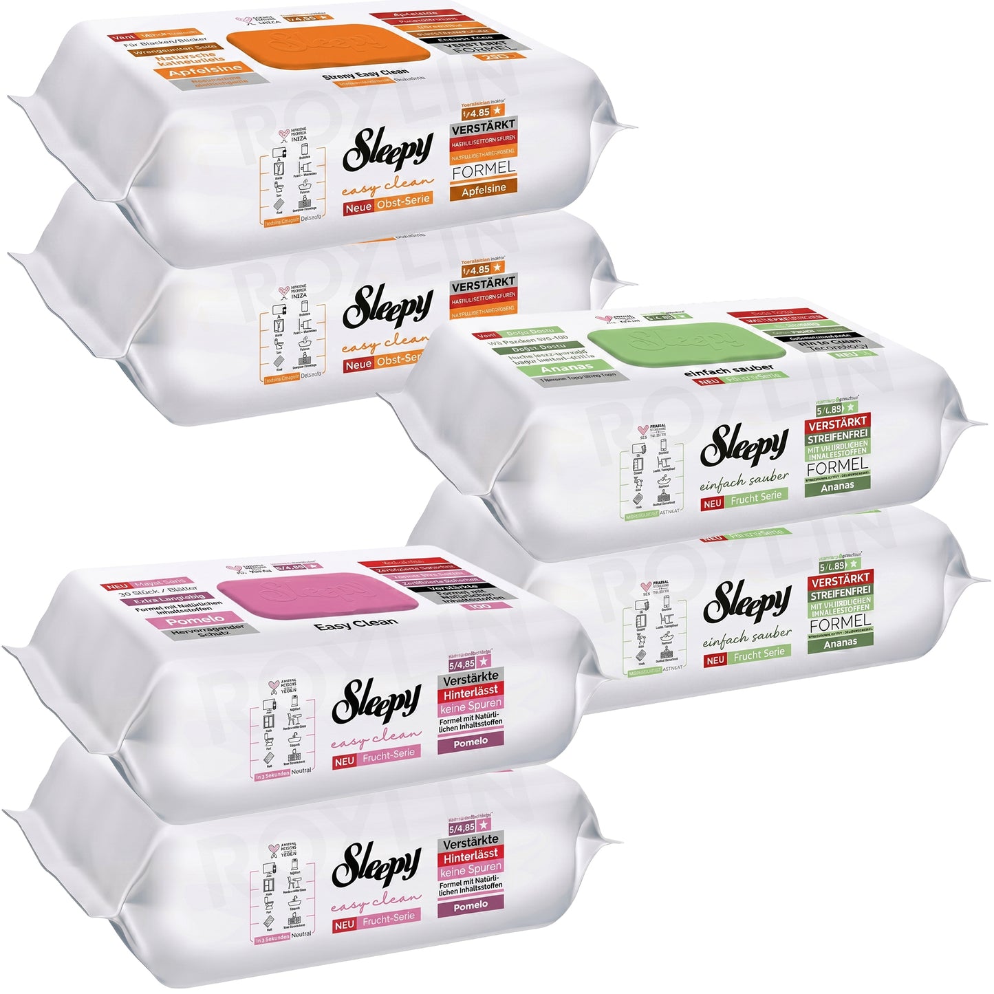 Sleepy Reinigungstücher Fruchtserie, Vorratspack mit verschiedenen Fruchtdüften