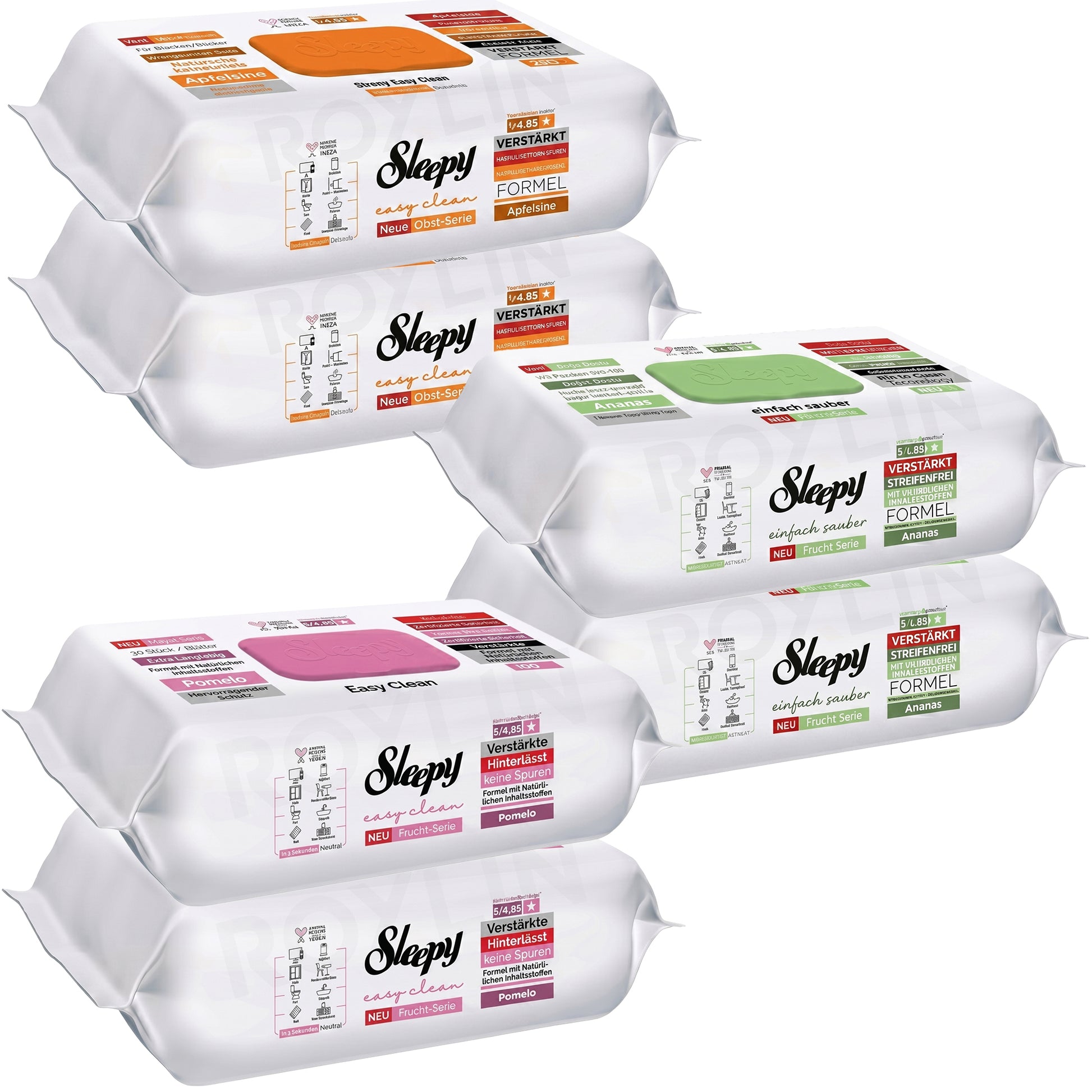 Sleepy Reinigungstücher Fruchtserie, Vorratspack mit verschiedenen Fruchtdüften