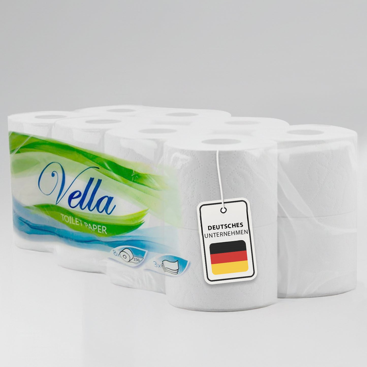 Vella Premium Toilettenpapier 3-lagig, gestapelte Packungen