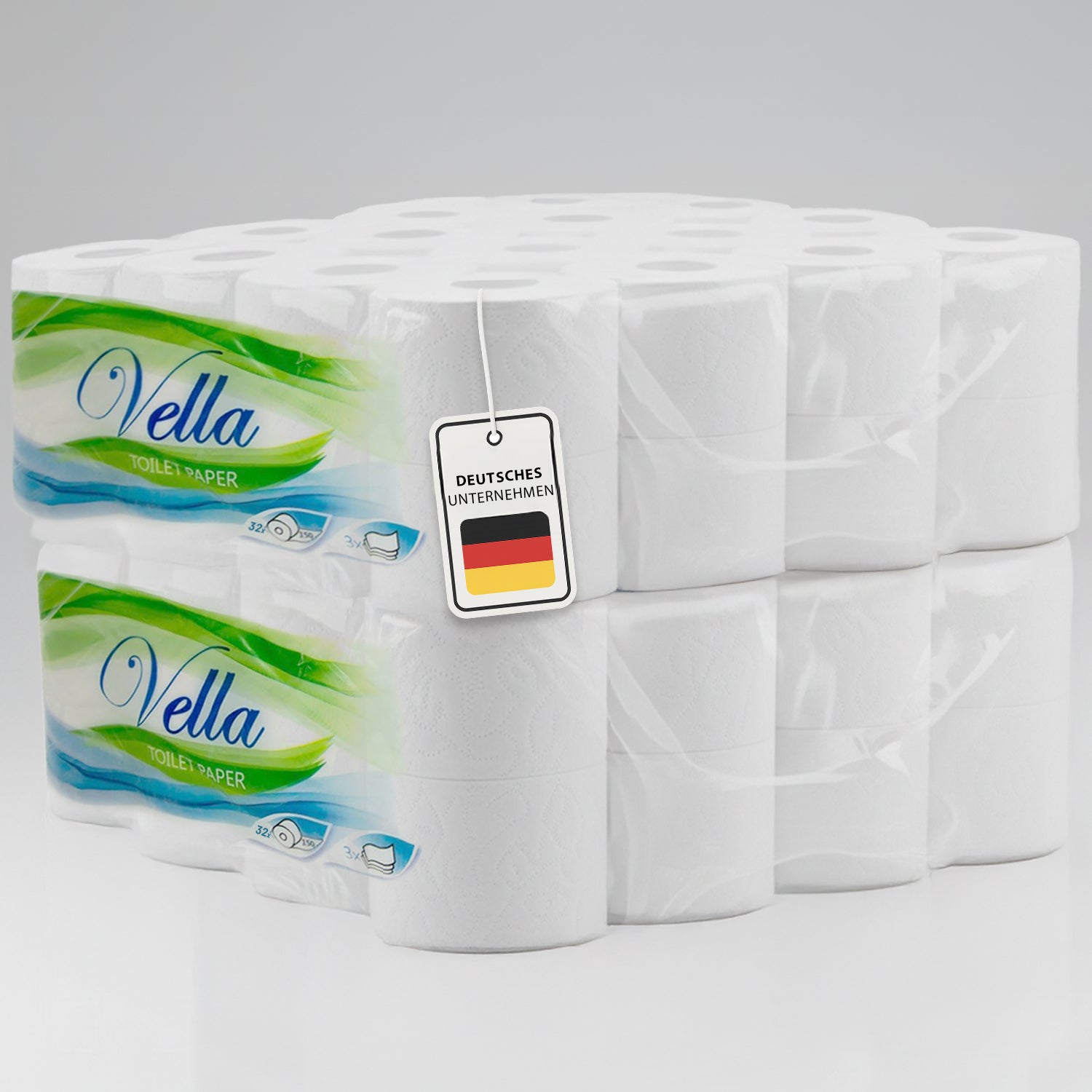Vella Premium Toilettenpapier 3-lagig, gestapelte Vorratspackungen