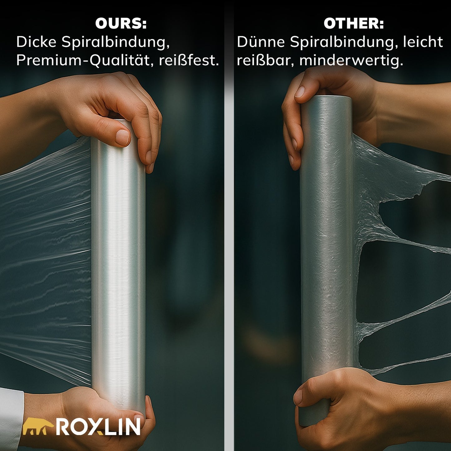 Vergleich der Roxlin Stretchfolie gegen andere – dicke Spezialfolie in Premium-Qualität