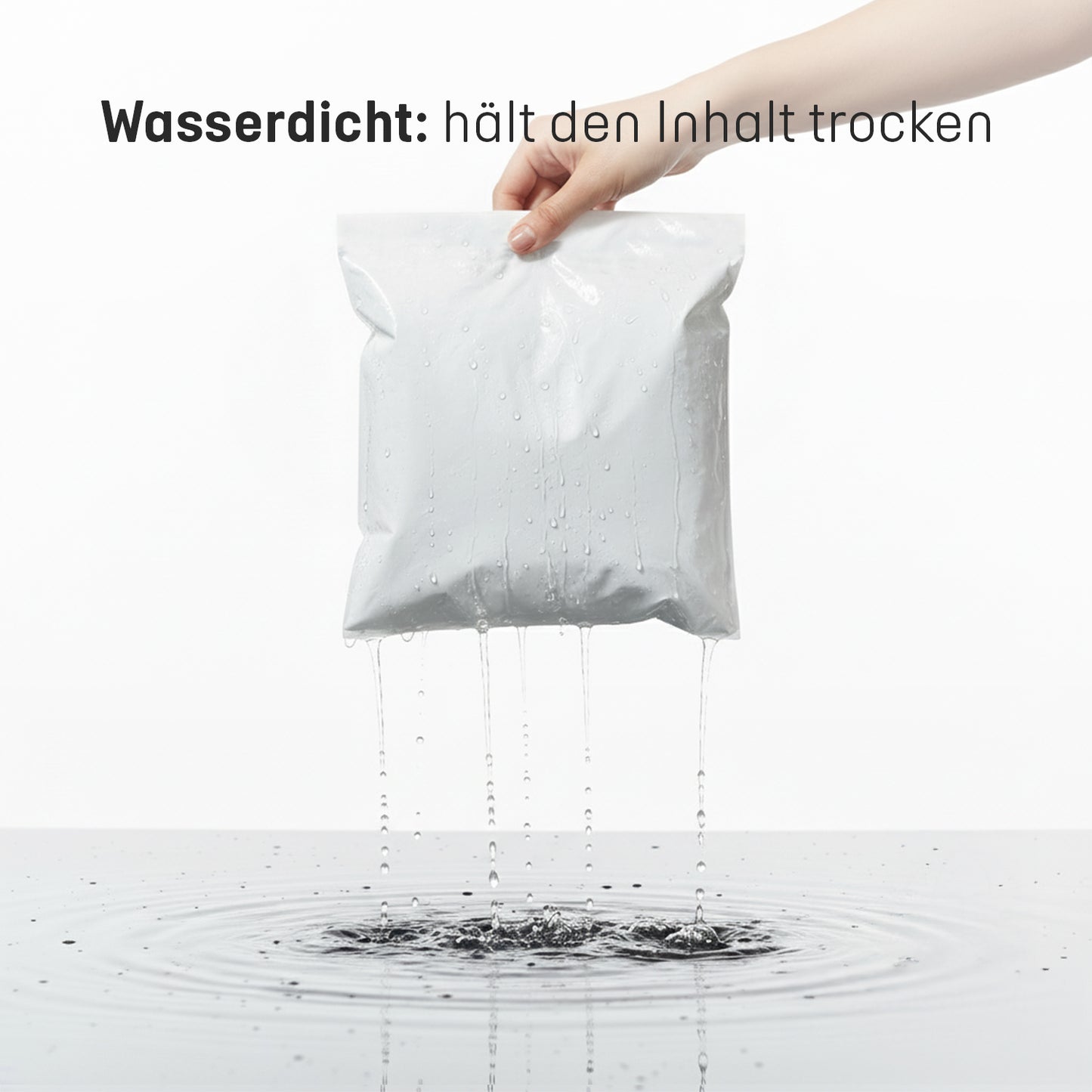 Wasserdichter Roxlin Versandbeutel hält den Inhalt trocken – Wassertropfen-Test